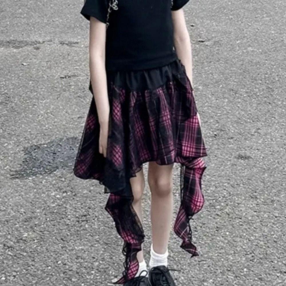 Jazz Children Dance Costume Streetwear T-shirt Plaid Skirt Set Fashion Y2k Outfits Suit  Stage