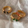 Vintage Gold Color Shiny Colorful Inlaid Zircon Open Ring for Women Trendy Temperament Wedding Engagement Ring Jewelry