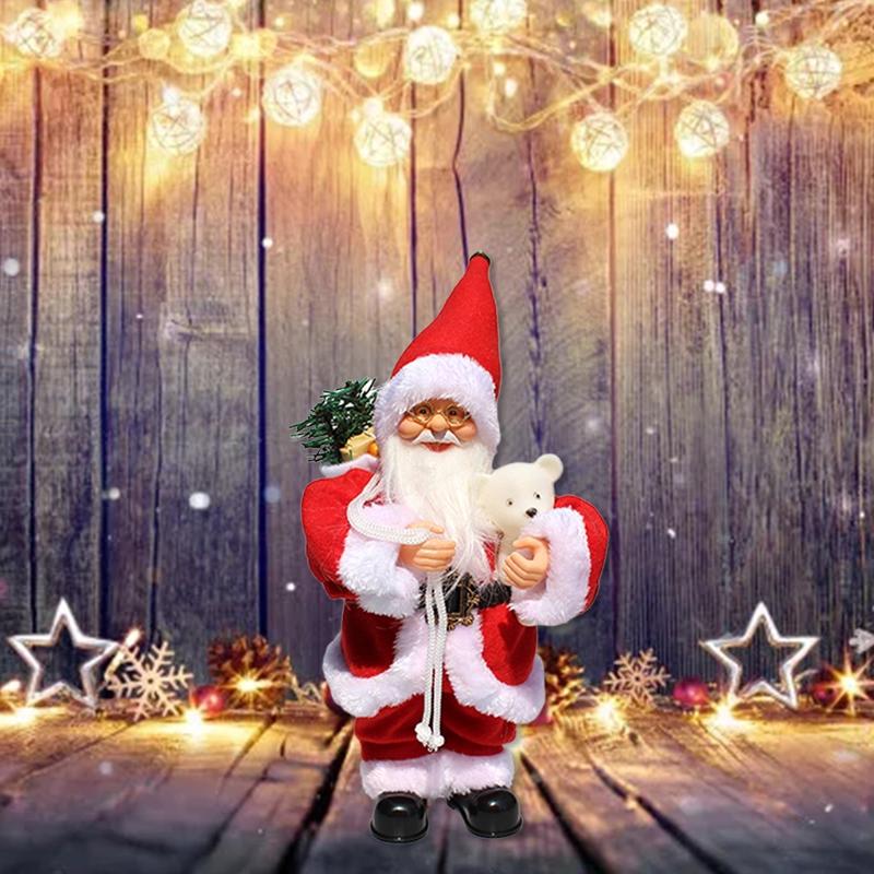 Elektrischer Musik-Weihnachtsmann für Puppenornamente Schütteln Singen Tanzen Weihnachten Alte Leute Puppen Weihnachtsgeschenke Heimdeko X3UC