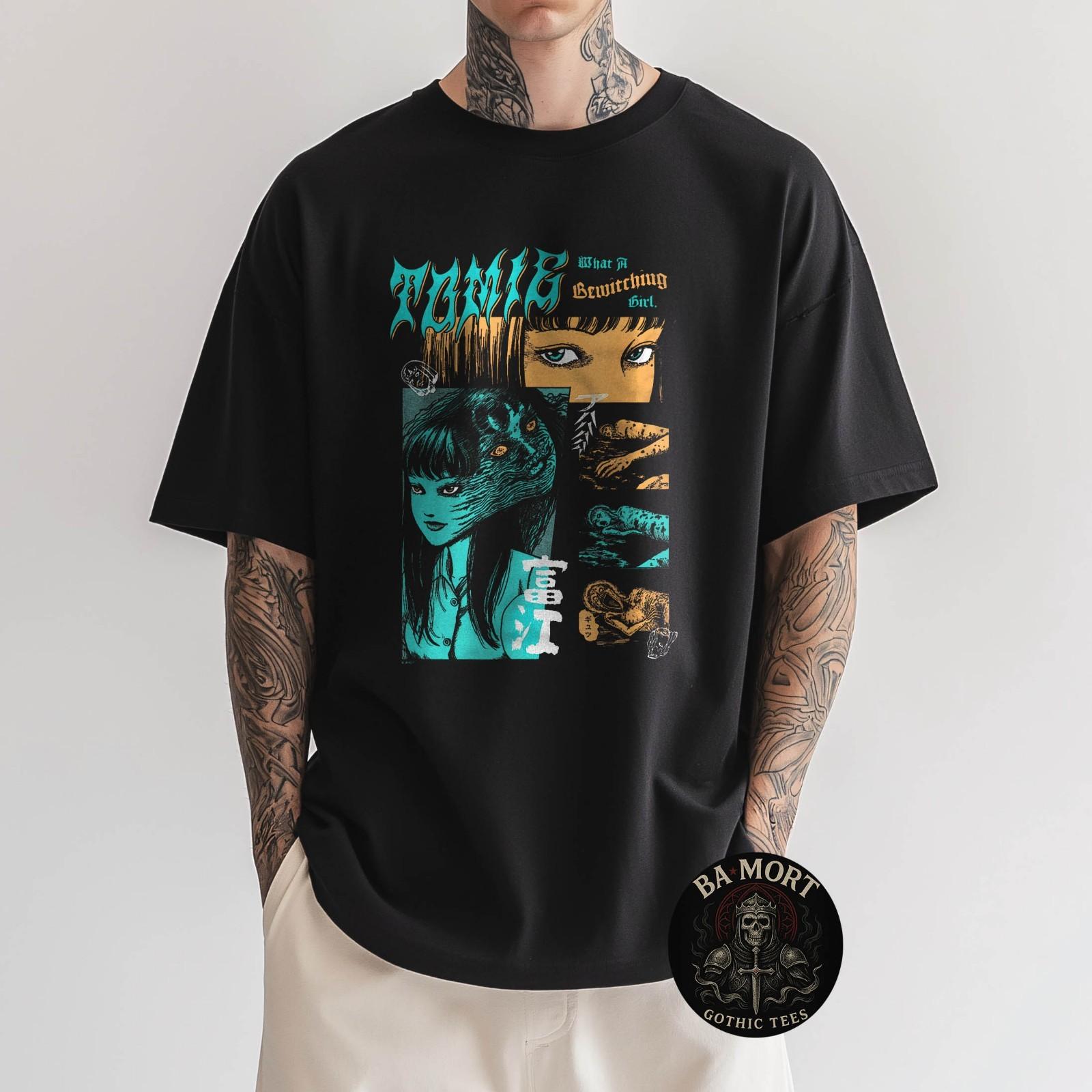 Junji Ito Tomie Orange And Aqua Zine Collage Horror Manga T-Shirt S