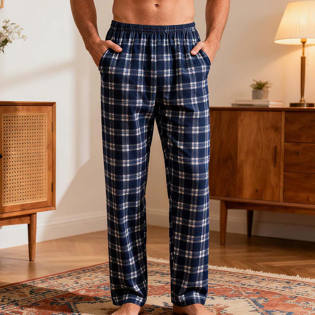 Men's Plaid Stripe Casual Pants Men's Casual Fashion Pajama Pants