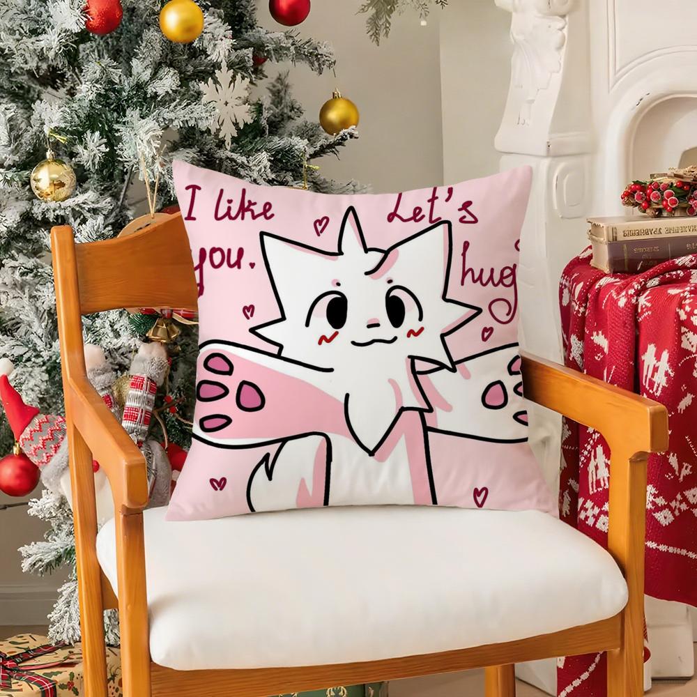 B-Boy Kisser Silly Cat Cute Pillow Case Silky Short Plush With Invisible Zipper Dustproof Sofa Cushion Cover For Home Decor
