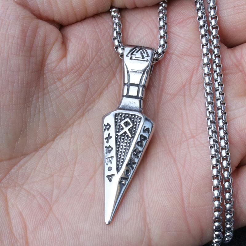 

Скандинавская руна стрела титановая сталь кулон мужской и женский модный креативный кулон ожерелье ювелирные изделия 50CM(Necklace Size) серебряный