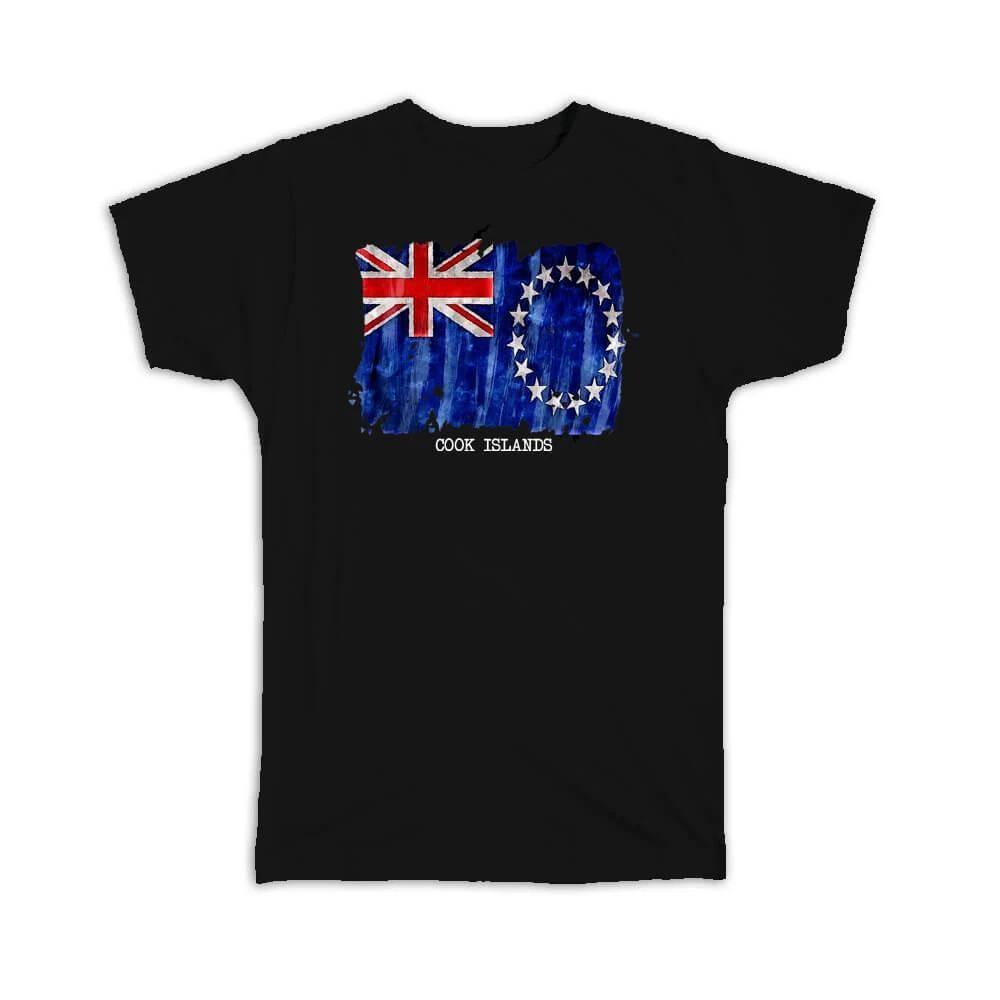 Gift T-Shirt : Cook Islands Flag Australia Travel Expat Country Watercolor M