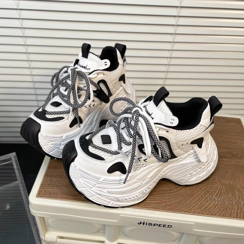 

Paris small man height increase dad shoes women Korean version color matching thick-soled round head versatile casual sports shoes women 34 чёрный