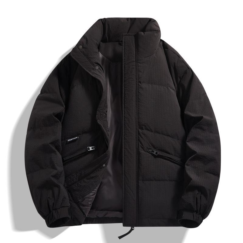 

Down jacket men s winter new men s thickened warm stand-up collar fashion casual winter wear solid color versatile jacket M