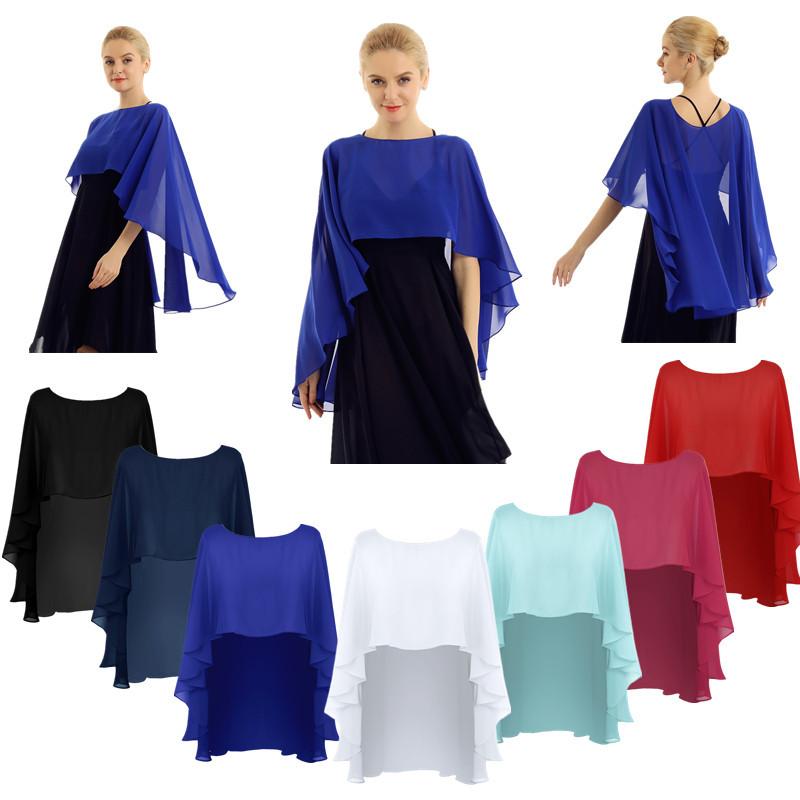 Women Chiffon Bolero Elegant Soft Wedding Bridal Cape Prom Party Shrug Evening Dresses Shawl and Wraps
