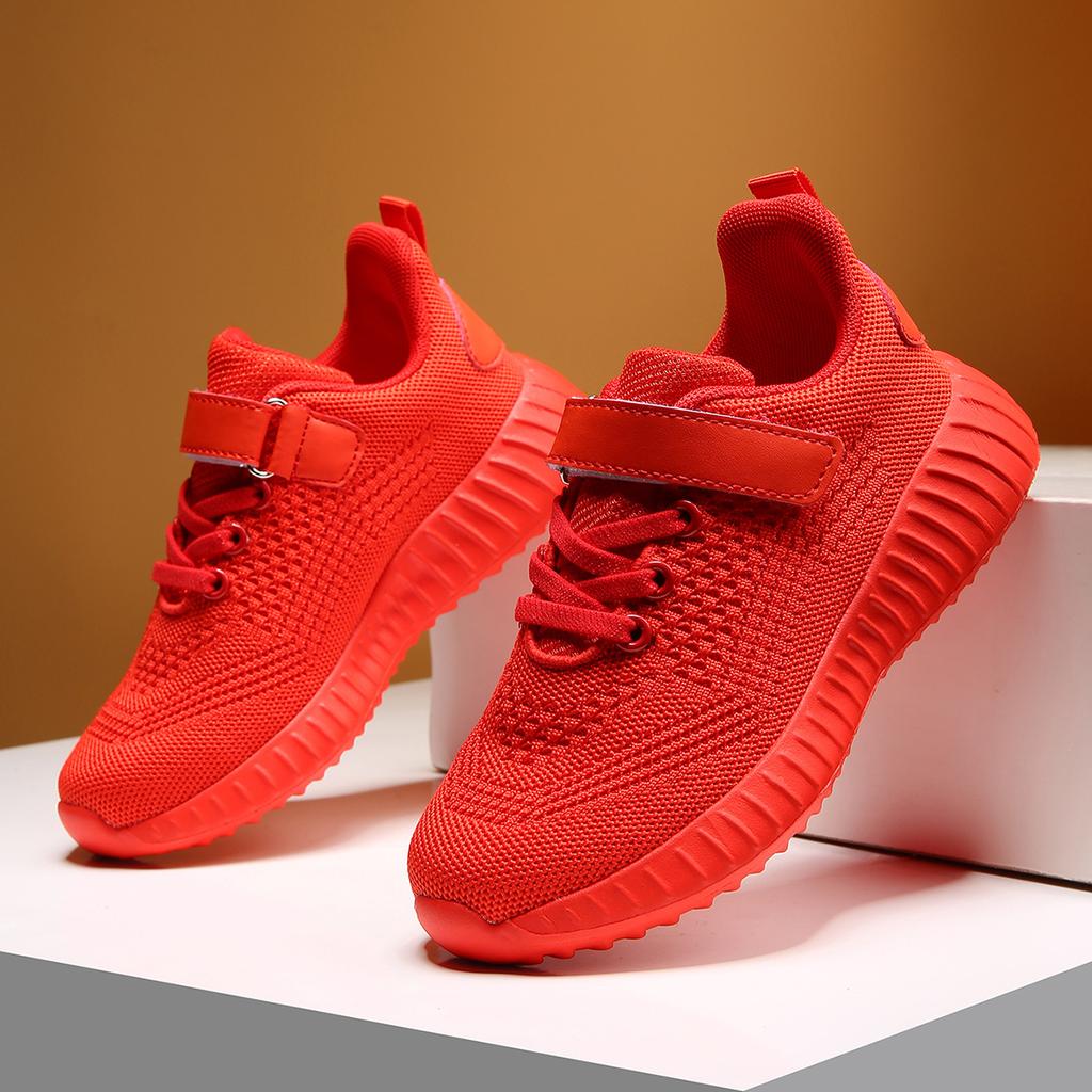 Boys' shoes Four Seasons Flying Weaving Children's Breathable Double Mesh Sneakers Medium and Older Boys Soft-soled Shoes