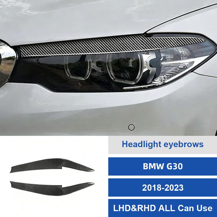For BMW 5 Series G30 2018-2023 Carbon Fiber Inner Headlight Eyebrow Sticker Decoration Stickers Accessories