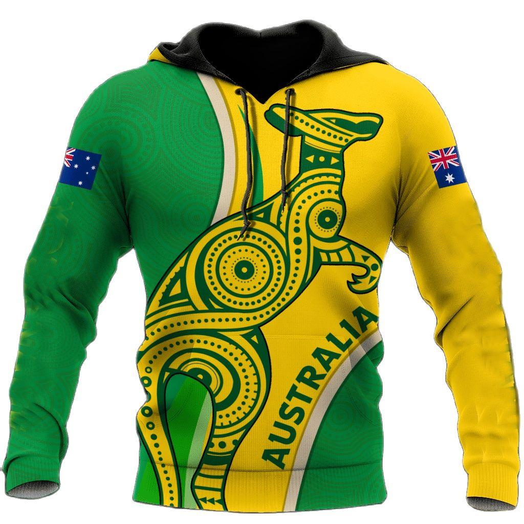 Jesienne bluzy z kapturem z nadrukiem flagi Australii 3D Modne Casualowe Sportowe z Długim Rękawem Męskie Bluzy z Kapturem