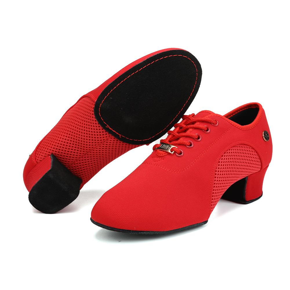 Scarpe da ballo latino in tessuto Oxford per ballo quadrato Scarpe da ballo traspiranti Scarpe da ballo da competizione per ballo jazz da sala per adulti da donna