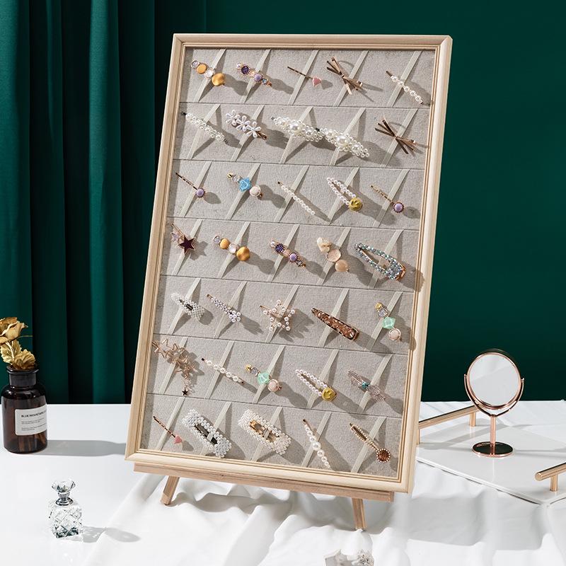 Solid Wood Jewelry & Hair Clip Display: Wall-Mounted Tray & Picture Frame