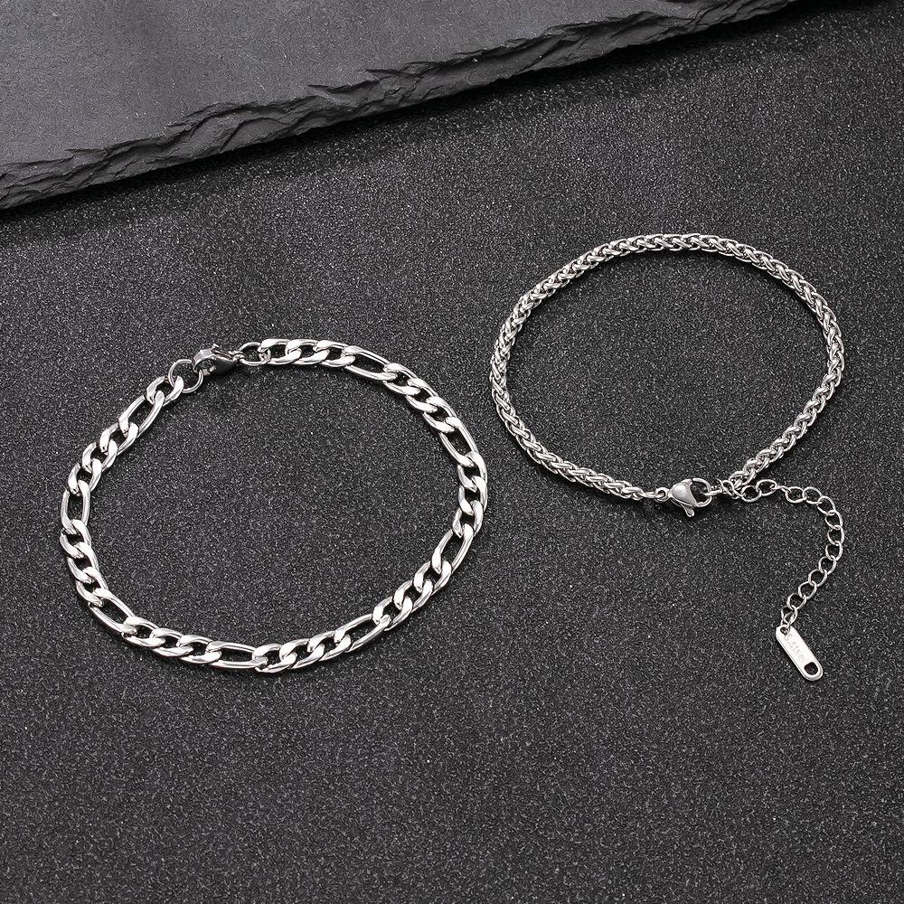 Stainless Steel Jewelry Hip-Hop Trend Cuban Chain Dragon Bone Chain Men's Titanium Steel Bracelet Two-Piece Set Factory