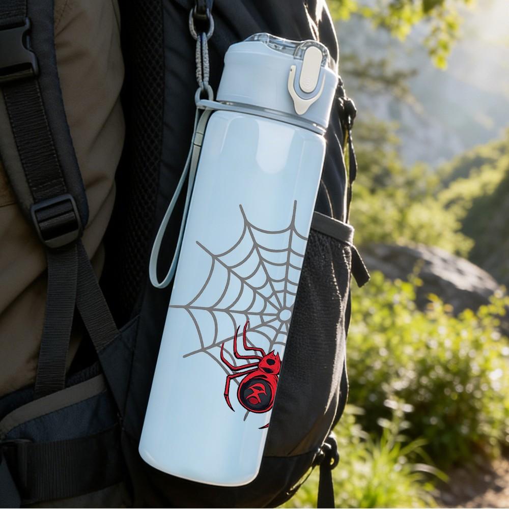 1PC Spider Web Baseball Bat Sport Print 750ml Color Plastic Sports Water Bottle Leakproof Flip Straw Lid Suitable for Sports Office Home Use