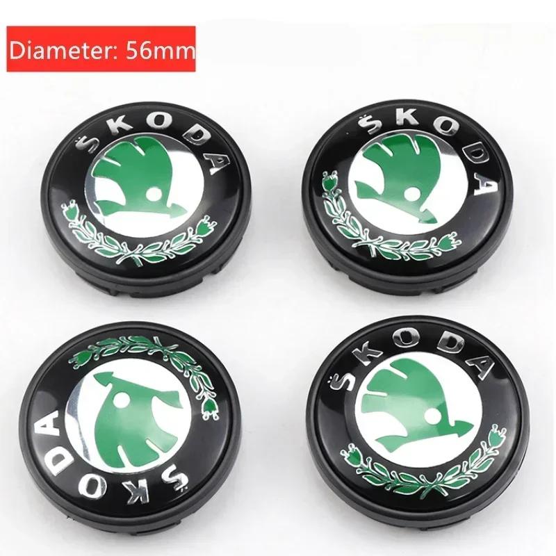 blcr1 4PCS Car Wheel Center Hub Caps Tire Decoration For Skoda Logo Rapid Kodiaq Fabia Karoq Laura Superb VRS Yeti Octavia Scala
