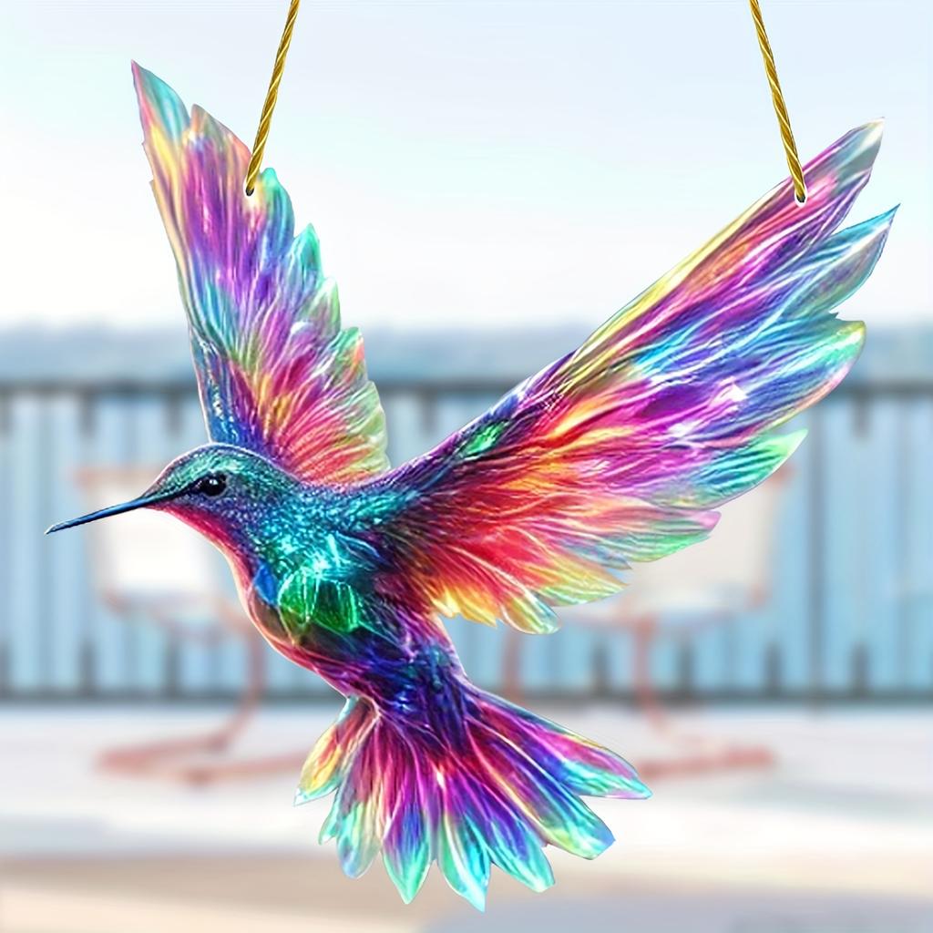 Magnifique Attrape-soleil Colibri - Verre Teinté Acrylique de 7,87", Décoration Suspendue pour Toutes les Saisons, Cadeau Parfait pour la Maison et le Jardin