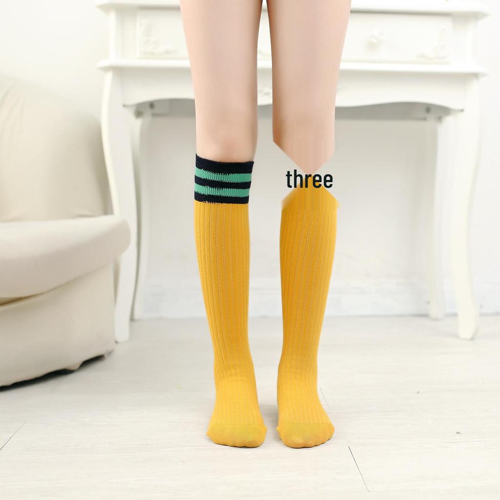 Spring & Autumn Kids' Cotton Calf Socks - Striped Design for Boys & Girls