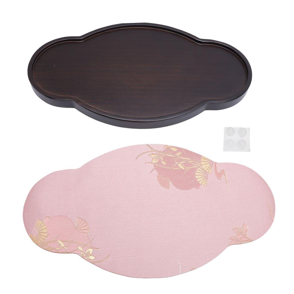 Tea Serving Tray Bambusoideae Irregular Desktop Chinese Tea Pot Tray with Satin Cloth for Home Office Tea House