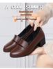 2025 Spring/Autumn Comfortable Soft Leather Chunky Heel Shoes for Women - Versatile for Middle-Aged and Elderly