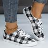 Big Black Plaid Shoes Fashion Flat Casual Women's Shoes Large Size Women's Cloth Shoes