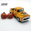 Decorazione per la Casa Fattoria Autunnale, Statuetta in Lega di Pick-up di Halloween, Statua di Auto d'Epoca con Zucca, Ornamento per Veicolo in Miniatura