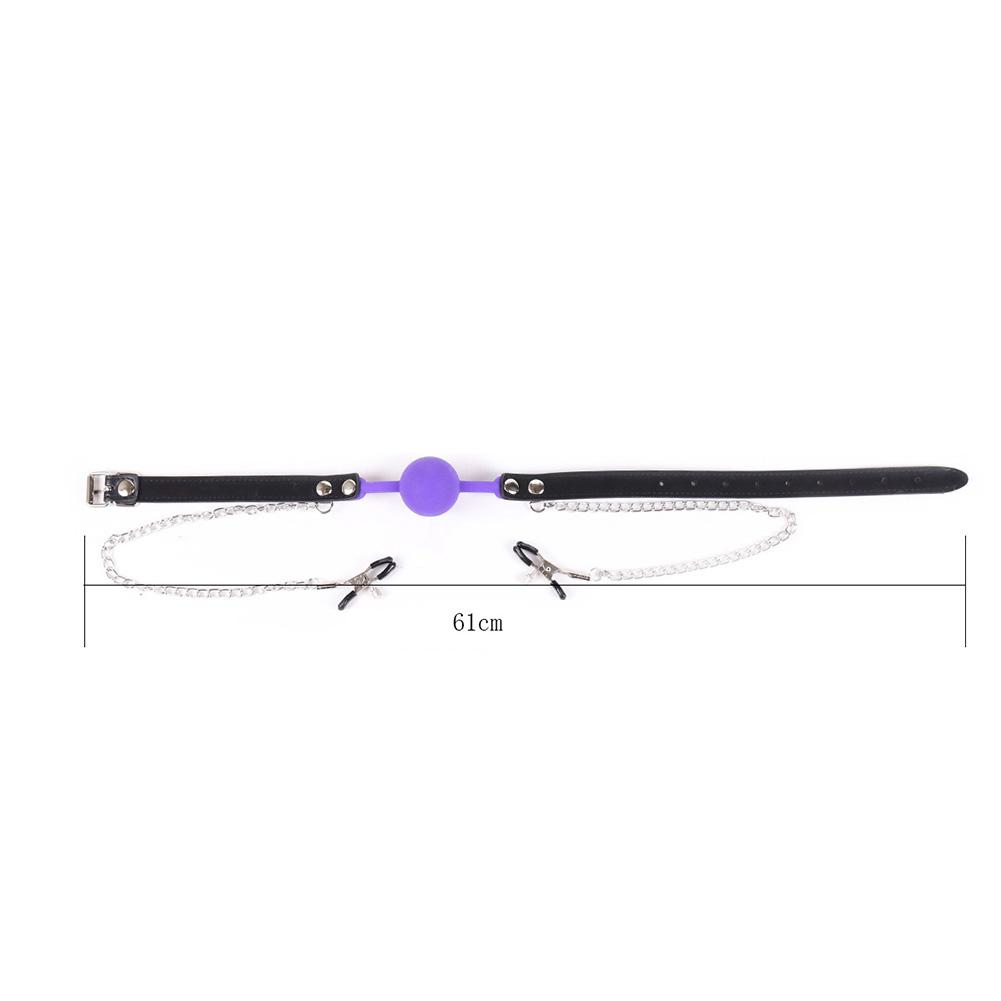 2 in 1 Mouth Plug with Nipple Clips Fetish Bondage Couple Flirting Foreplay SM Sex Tool