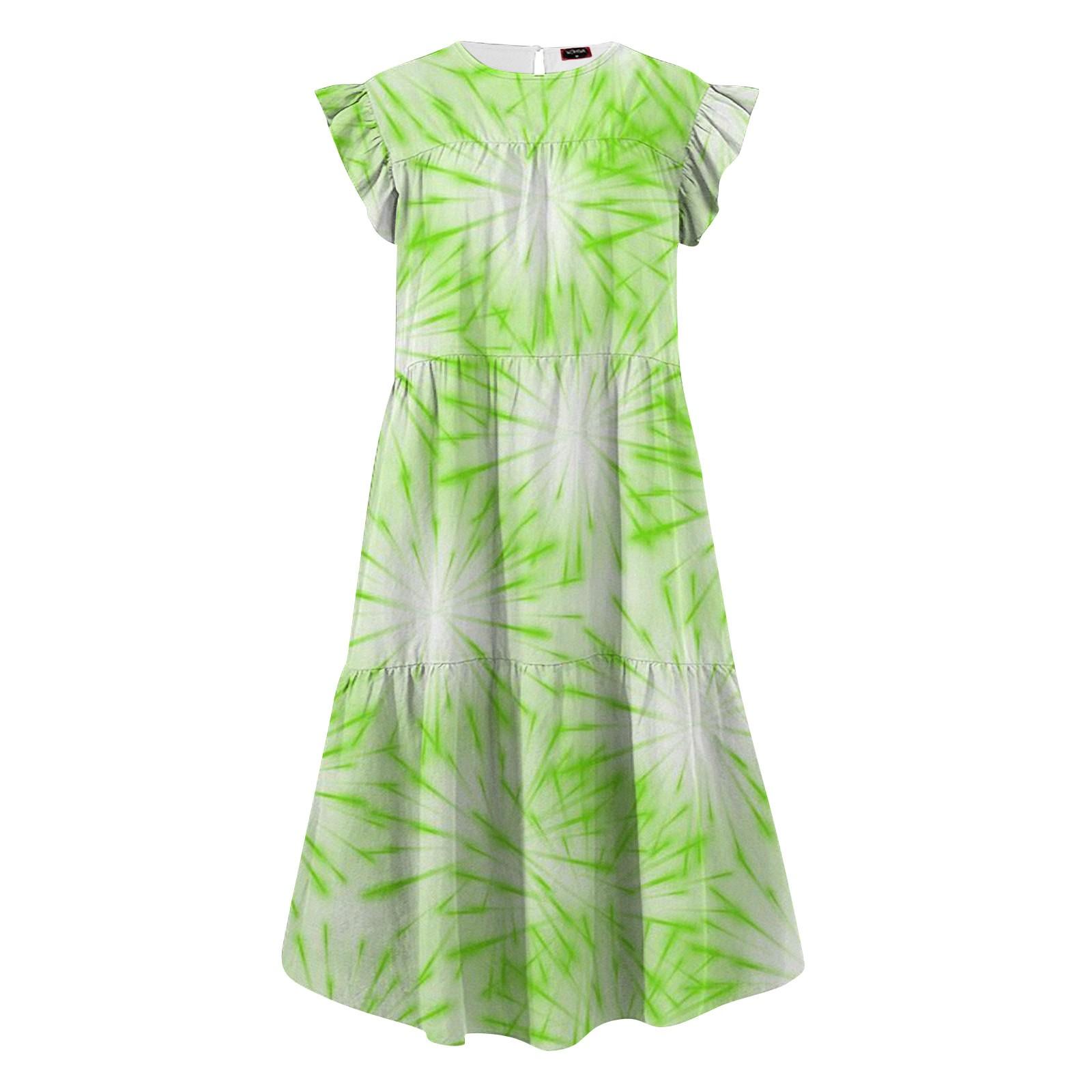 Женские повседневные летние платья с рюшами и круглым вырезом с коротким рукавом XXXXXL — фото 5