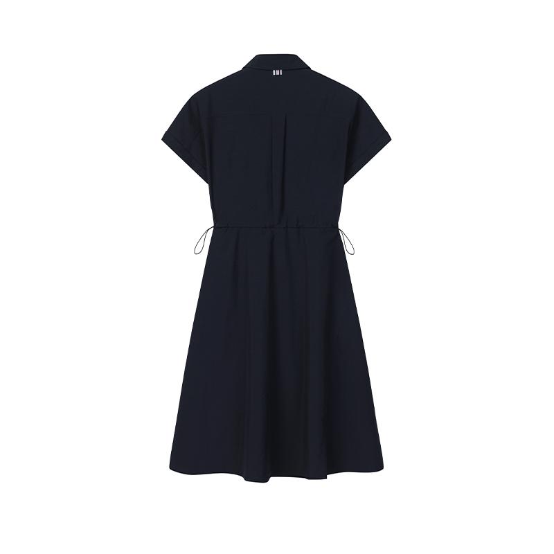 FILA Heritage Solid Woven Comfortable Simple Short Sleeve Dress Women dresses F11W638308FDB