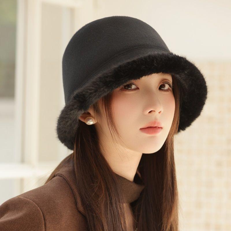 Plush Warm Thickened Bucket Hat Women's Autumn and Winter Cold and Windproof Ear Protection Basin Hat
