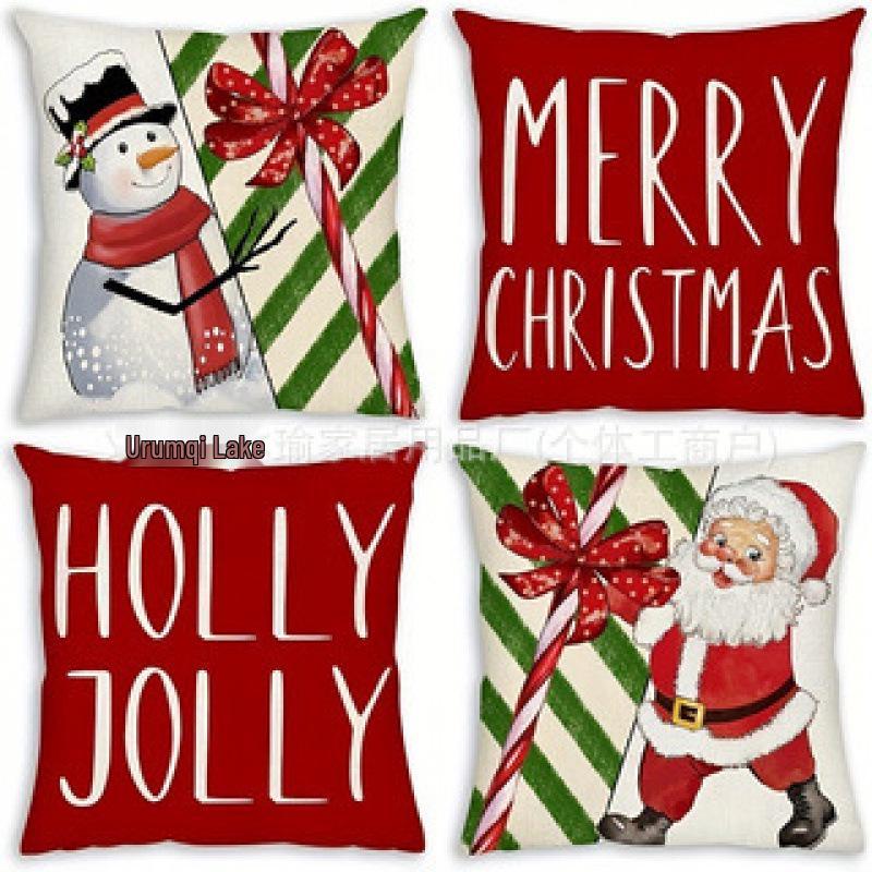Christmas Linen Pillowcase: Home Sofa Decor & Car Lumbar Support Cushion Cover