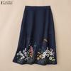 Women Floral Print Casual Elastic Waist Loose Skirts