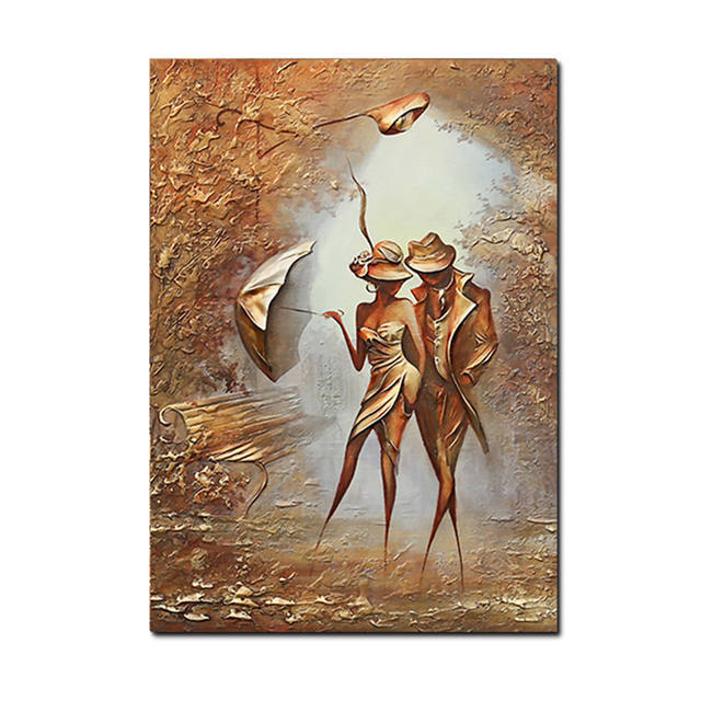 Golden Vintage Beauty Posters and Prints Nordic Love Romantic Couple Art Canvas Painting Living Room Mural Picture Decoration No Frame