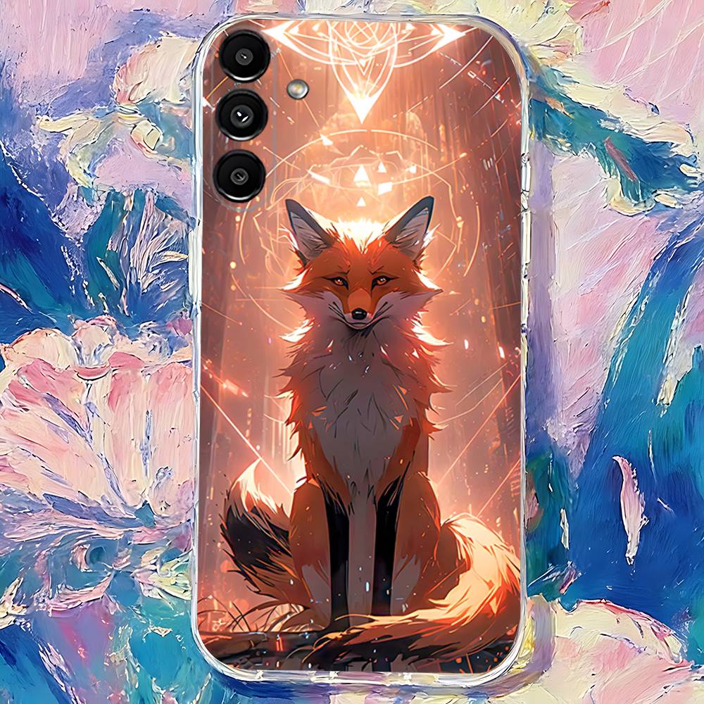 Cartoon Kawaii cute fox Phone Case For Samsung S30,S25,S24,S23,S21,S22,S20,S10,5G,FE,lite,PIus,Ultra Transparent Cover