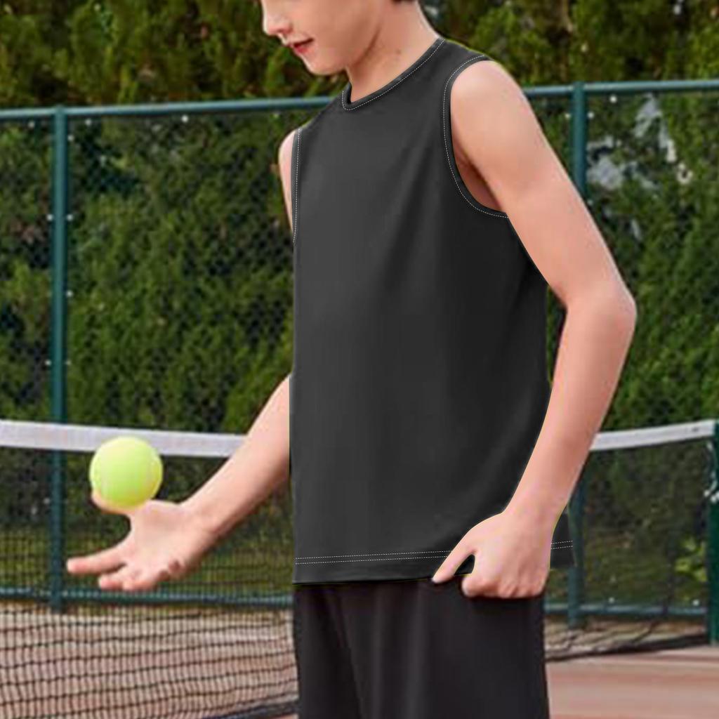 Ärmelloses Rundhals-Tanktop für Jungen Klassische Passform Jugend Basic Einfarbig Unterhemd Weiches Baumwollmaterial Bequem zu tragen