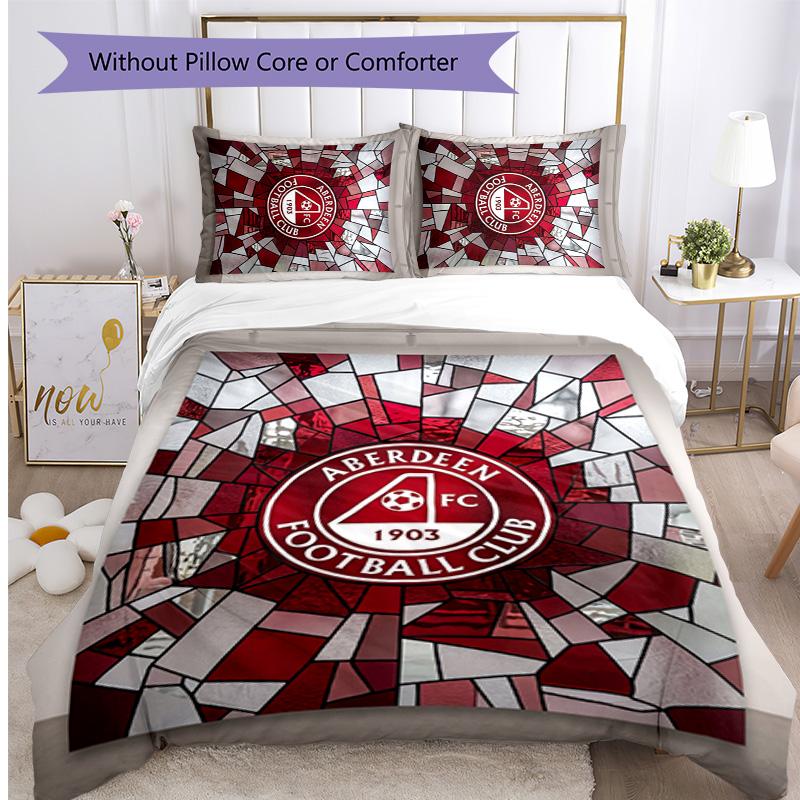 Set Biancheria da Letto Stampato Aberdeen FC 3 Pezzi Copripiumino Traspirante con Federe Biancheria da Letto Decorativa per Camera da Letto Casa