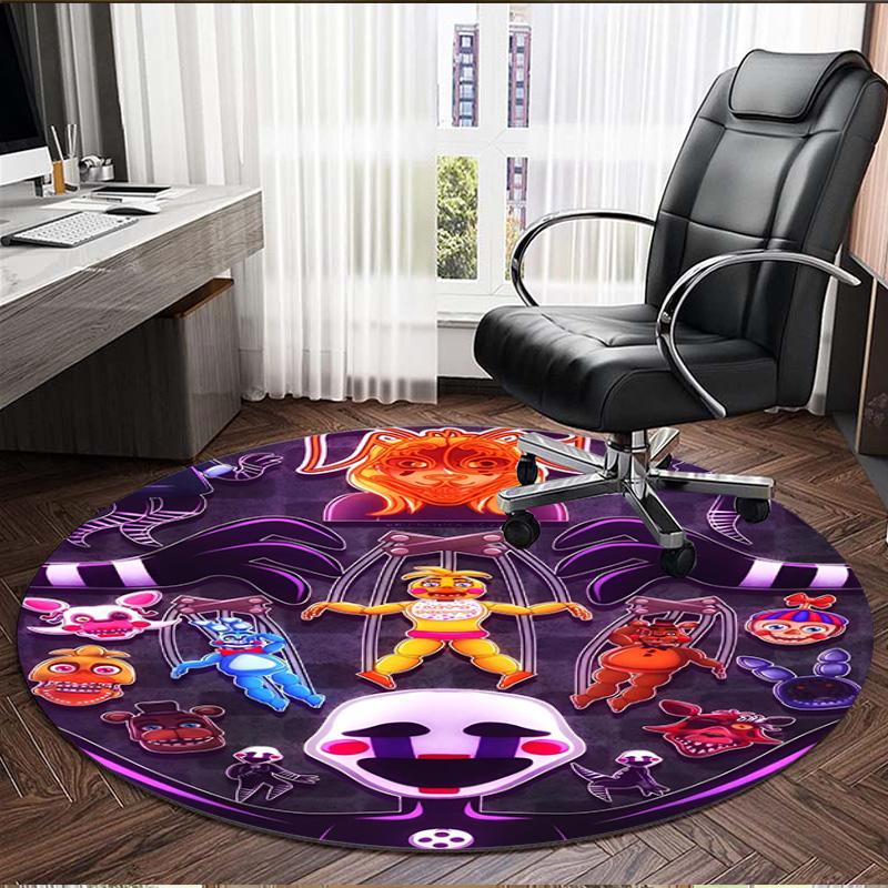 Five Nights at Freddy's Print Round Rug, Washable Floor Carpet, For Entryway Dorm Laundry Room Office Study, Home Decor Birthday Christmas Gift