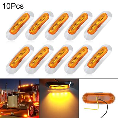 10 Stück bernsteinfarbene 12V - 24V DC 4-LED-Seitenmarkierungsleuchten, passend für Pkw / Bus / Lkw, robuste Fahrzeugblinker