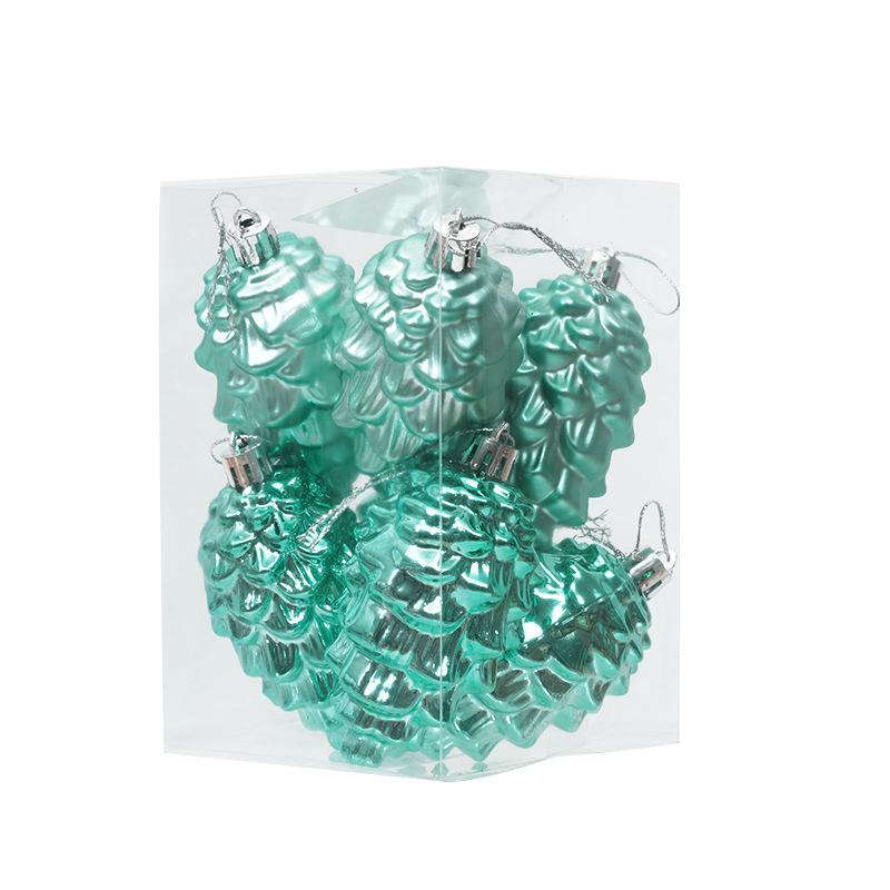 9cm Christmas Tree Ornaments Set: 8 Shiny & Matte Plastic Pine Cones