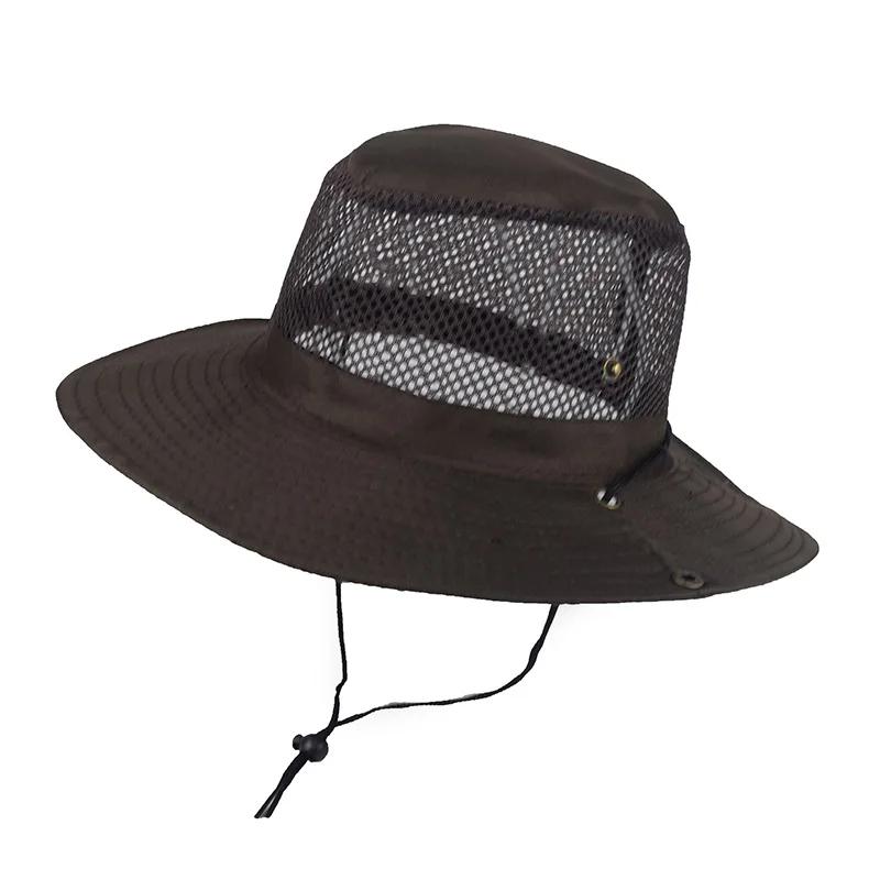 Men and Women Outdoor Use Beach Seaside Sun Hat Shade Breathable Bucket Hat Male Summer Fishing Trekking Collapsible Mesh Fisherman Caps