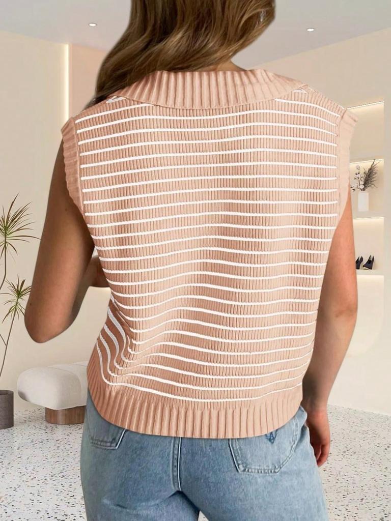 Women's V Neck Cap Sleeve Knit Sweater Vest Summer Sleeveless Pullover Top