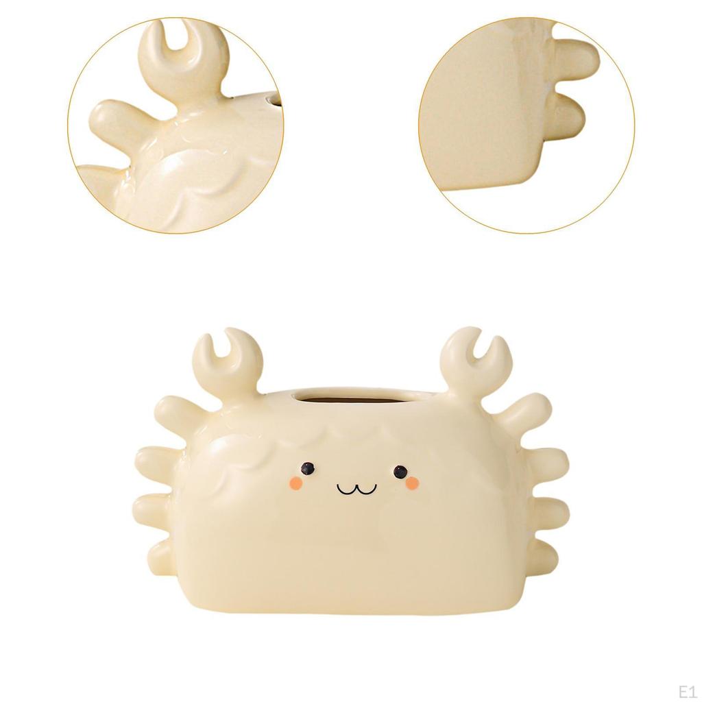 Keramik Taschentuchbox Krebse Papierhalter Praktische Schreibtischdekoration Spender für Gesichtstücher Behälter