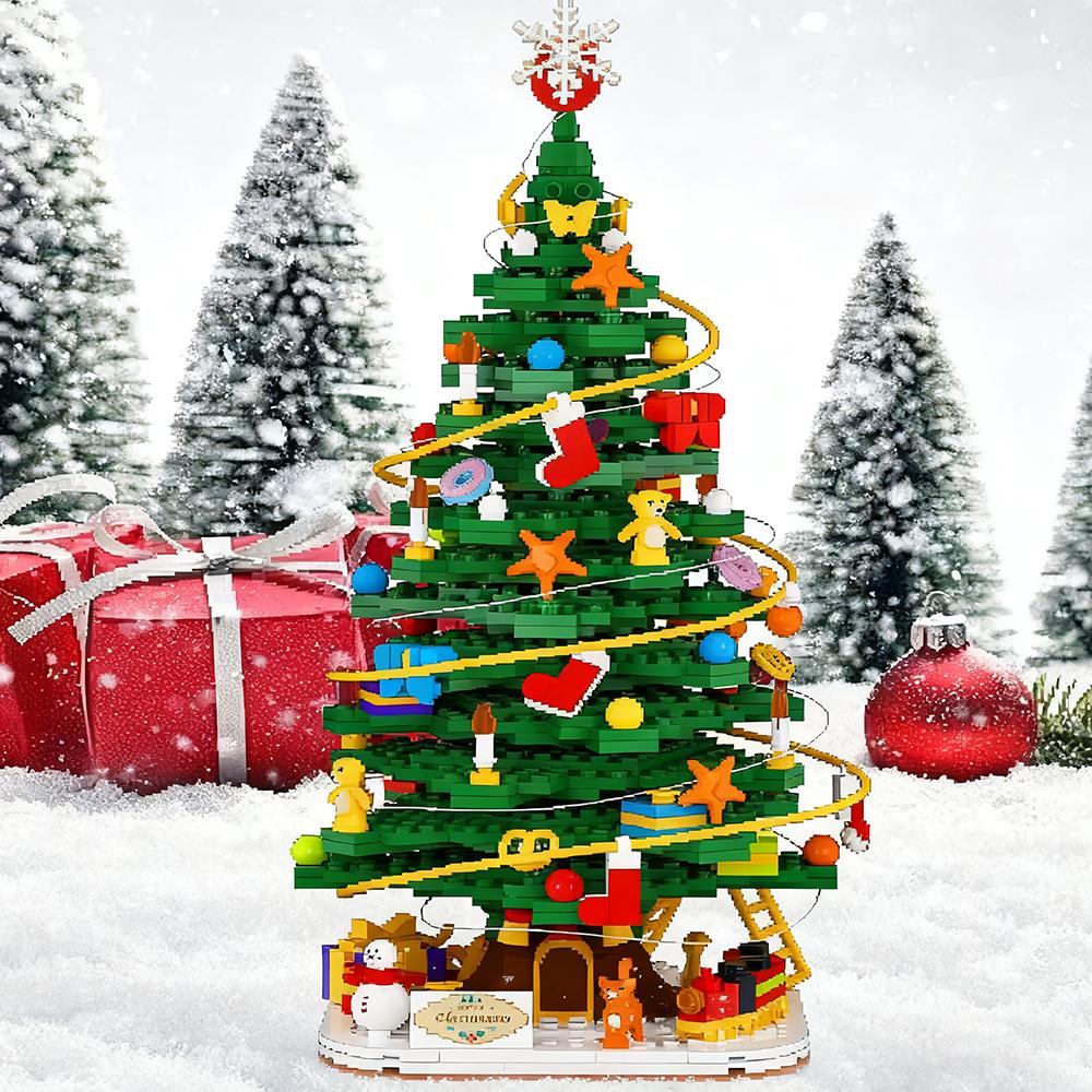 Mattoncini albero di Natale modello di assemblaggio mattoni alti parti MOC giocattolo