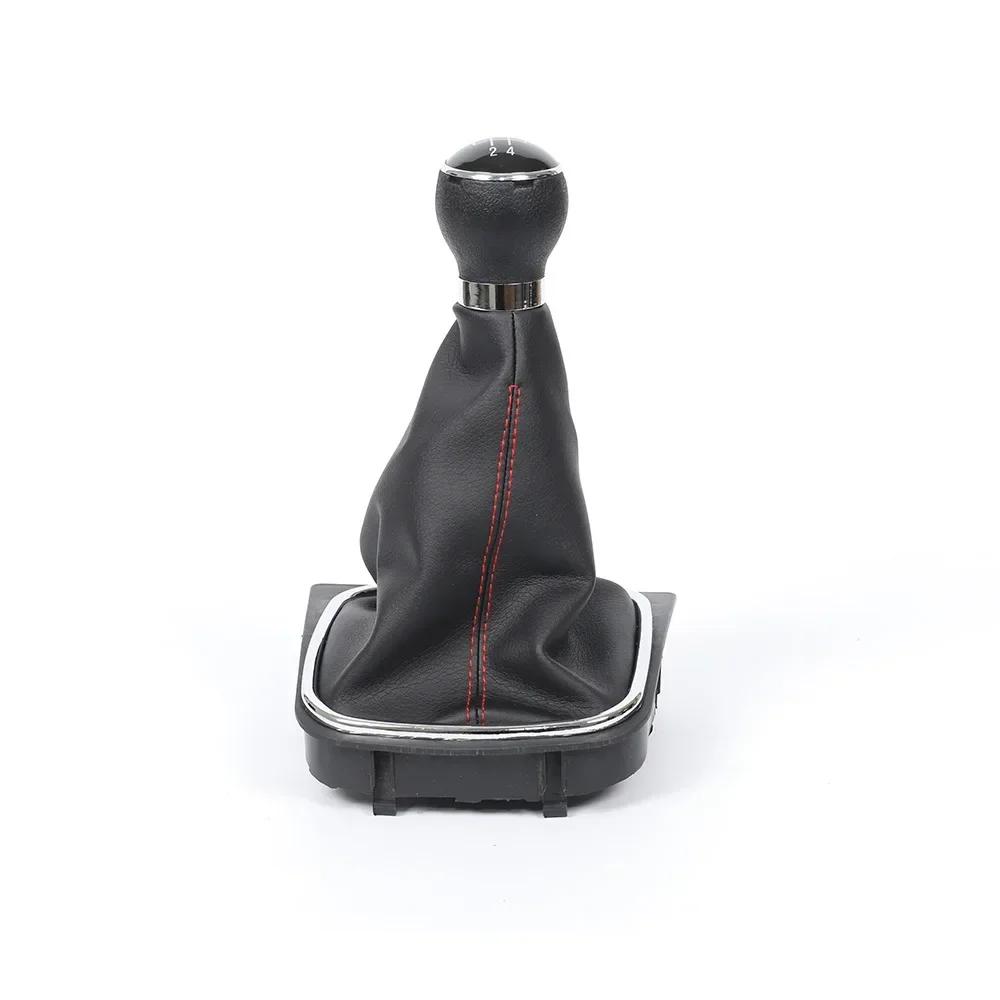 5/6 Speed Stick Gear Shift Knob with Leather Boot Collar Case for Volkswagen VW Golf 5 V 6 VI MK5 MK6 Jetta 2005-2014 Car Stying