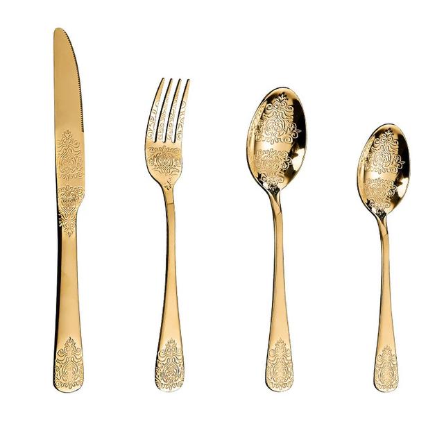 Stainless Steel Cutlery Set Portable Dinnerware Set Tableware Knife Fork Spoons Set Kitchen Utensils Sets Gift 1/2/4/8/16/24pcs