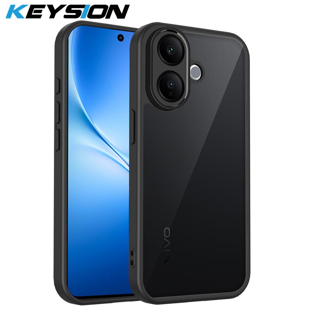 

KEYSION Матовый полупрозрачный черный чехол для телефона VIVO V60 Lite 5G Мягкий силикон+ПК Прозрачная противоударная задняя крышка для IQOO Z10R 5G for IQOO Z10R чёрный