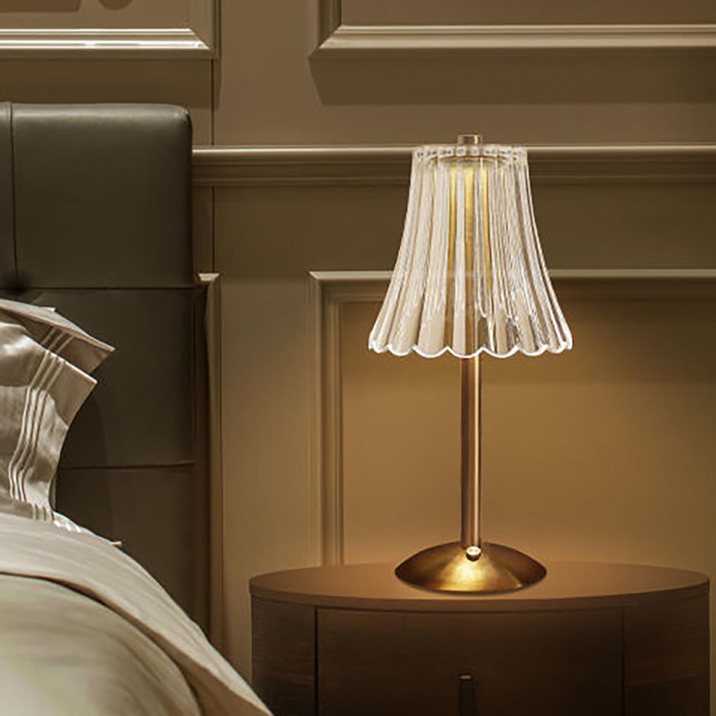 Crystal Retro Table Lamp  Bedroom Bedside Lamp Luxurious Atmosphere Lamp Rechargeable Dimming LED Light