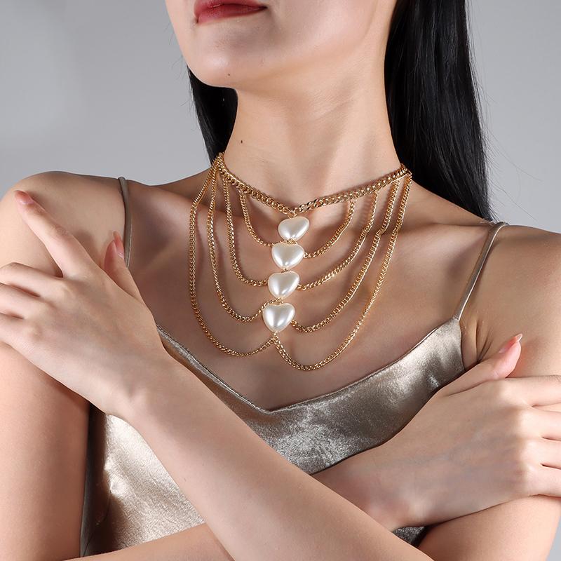 Fashionable Simple Trendy Elegant Pearl Chain Retro Necklace For Women