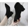 Fashion New Faux Suede Ankle Boots Women Chunky Heeled Plush Shoe Woman Chic Shoes Lady Boot Pointed Thick Heel Short