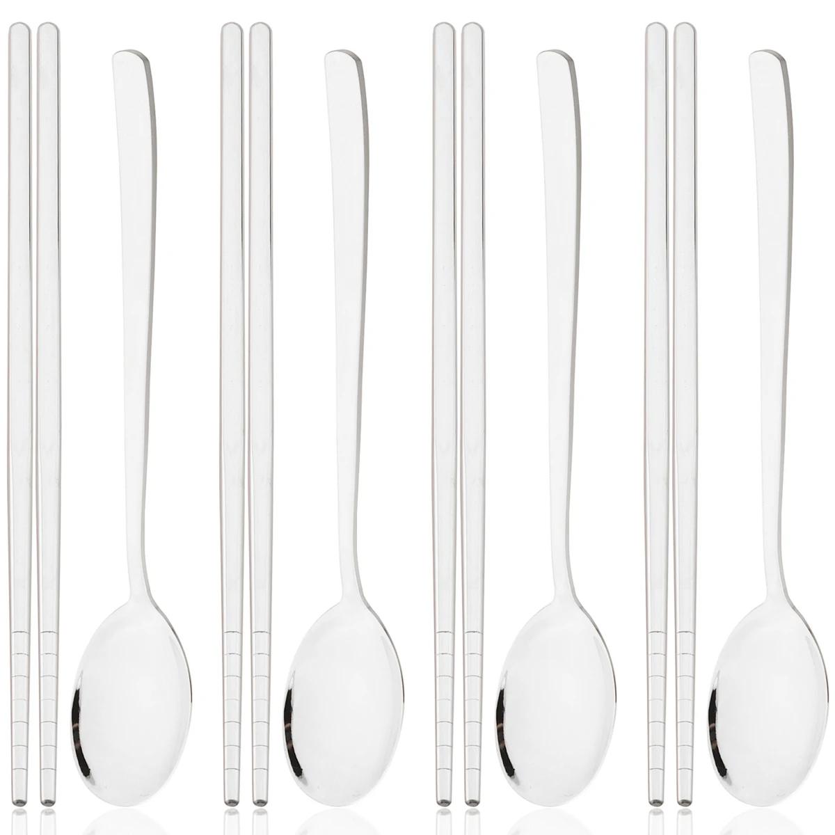 

Набор столовых приборов из нержавеющей стали золотого цвета, 8 предметов, западный зеркальный набор столовых приборов, набор посуды в корейском стиле, ложка, палочки для еды, набор посуды, кухонная посуда серебряный