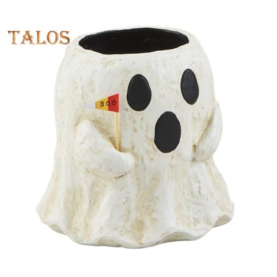 Halloween-Geister-Süßigkeiten-Eimer, Kunstharz, Süßigkeitenschale für Trick-or-Treat-Partys mit Griff, Halloween-Leckereihalter für Zuhause, Büro, Innen- und Außendekoration